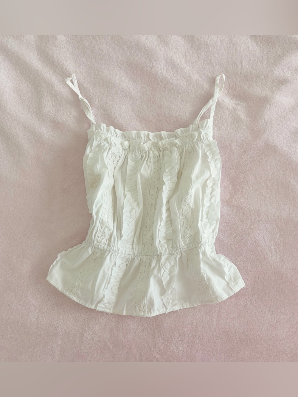 Sim&Sam White Lace Ruffle Cami Poplin Top